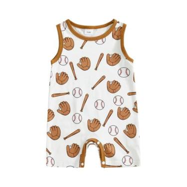 Imagem de Macacão Vintage De Verão Sem Mangas Para Bebês Meninos Com Estampa De 