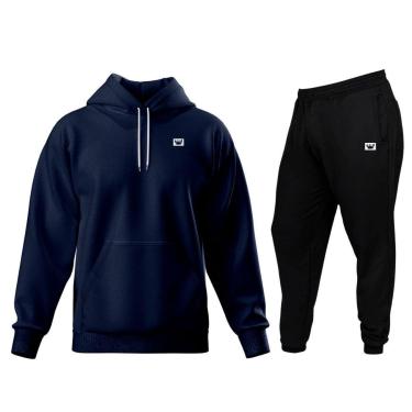 Imagem de Conjunto de Moletom Blusa + Calça Masculino Estampado Estilo Casual Esportes Frio-Masculino