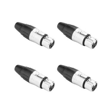 Imagem de Kit 4 Conector Xlr Canon Fêmea 3 Pinos Metálico Profissional SCSF3 See