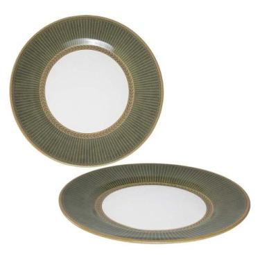 Imagem de Jogo 2 Pratos Raso de Cerâmica Alleanza 28cm Celebrate Verde Plus