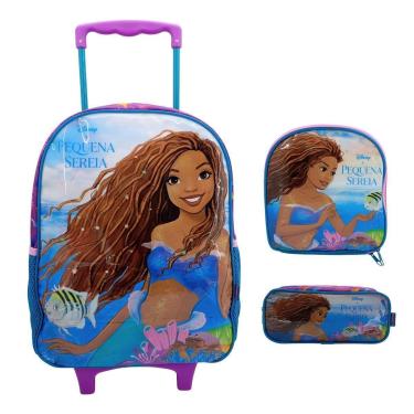 Imagem de Kit Mochila de Rodinha 16 Pequena Sereia 11730-Feminino