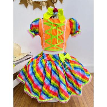 Imagem de Conjunto Xadrez Junino Infantil Vermelho Festa Junina Caipira Quadrilh