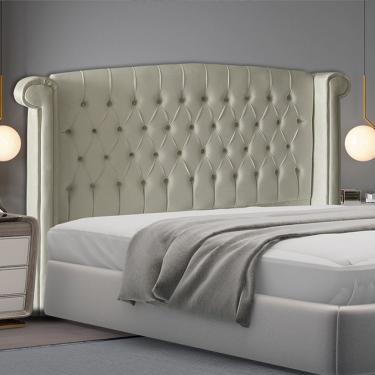 Imagem de Cabeceira para Cama Box Toquio Queen Suede Capitonê 160x133x26cm Prata Do Lar Móveis e...