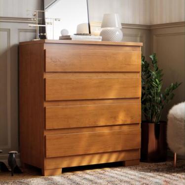 Imagem de Cômoda Rio 4 Gavetas para Quarto 66cm Moderna em MDF com Pés Cômoda Br