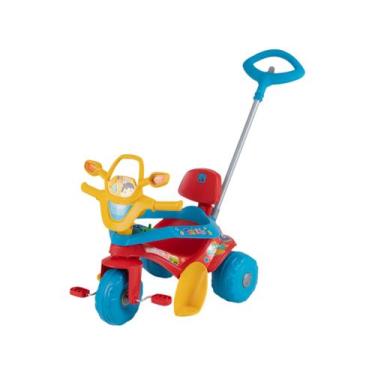 Imagem de Triciclo Infantil Tonkinha com Empurrador - Bandeirante, Vermelho, Azu