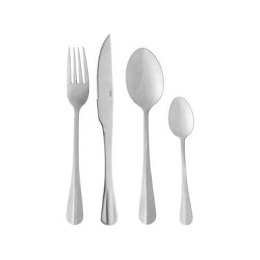 Imagem de Faqueiro lyor 24pc de aço inox positano cromado, Inox, 24