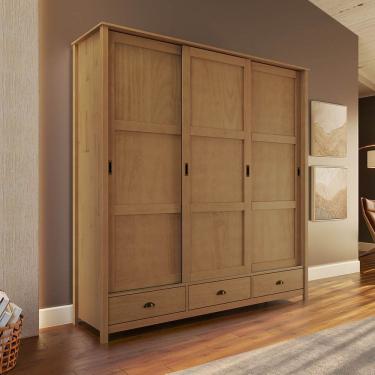 Imagem de Guarda-Roupa Topázio 3 Portas de Correr Freijó Madeira Pinus - Finestra