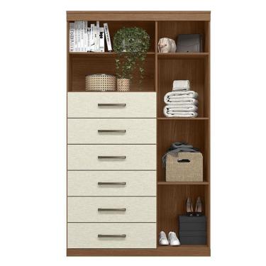 Imagem de Comoda 1 porta 6 gavetas Marabá Jatobá Areia Acetinado - Santos Andirá