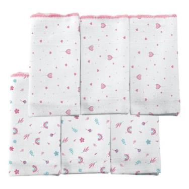 Imagem de Kit 6 Panos de Boca 100% Algodão Estampas Divertidas Menino Menina Toq