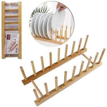 Imagem de Escorredor secador de pratos de bambu 39x13x11cm - TOP RIO