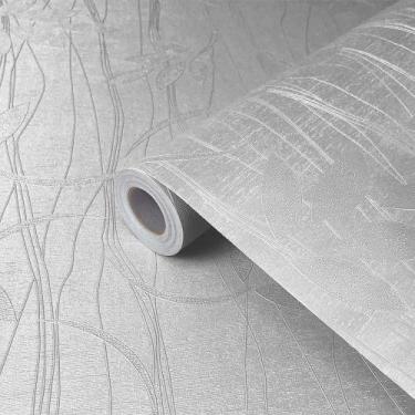 Imagem de Papel Adesivo Linhas e Folhas Revestimento para Decoração Quarto Desig