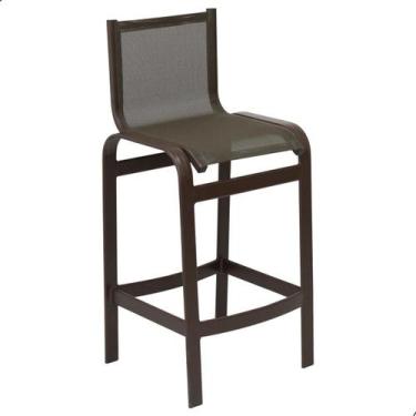 Imagem de Banqueta Premium em Alumínio e Tela sling - Voratto Móveis, Marrom