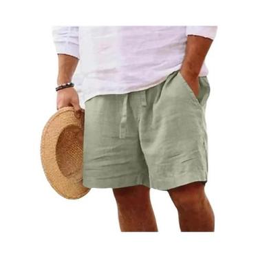 Imagem de Shorts Masculinos Leves De Algodão Em Cores Sólidas Para Academia, Pra