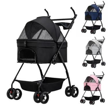 Imagem de Carrinho De Transporte Pet Dobrável Berço Removível Cão Gato - Pet For