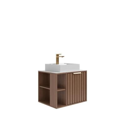 Imagem de Gabinete Para Banheiro Com Lavatório Freijó MGM Móveis 60cm