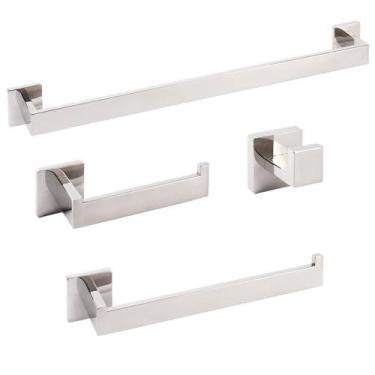 Imagem de Kit Acessórios Para Banheiro Aço Inox Premium Cromado 4 Peças - Generi