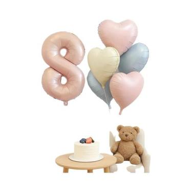 Imagem de Balões De Folha Rosa Claro De 32 Polegadas, Conjunto Com 6 Peças, Núme