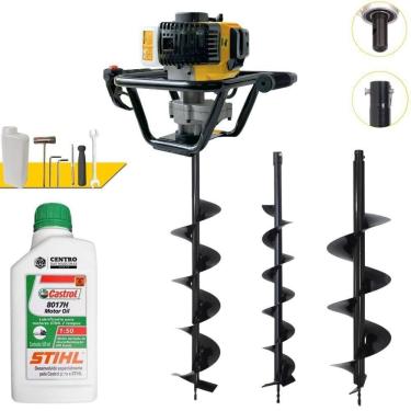 Imagem de Perfurador de Solo PSL517 à Gasolina 51,7CC 1,8HP com Broca 80x20CM Amarelo Lynus