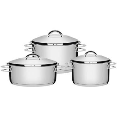 Imagem de Jogo de Panelas Tramontina Solar 65510740 Inox - Fundo Triplo 3 Peças,