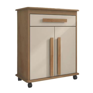 Imagem de Armário Balcão Multiuso 2 Portas 1 Gaveta com Rodízios Chile Cinamomo/Off White rv Móveis