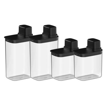 Imagem de Kit 4 Potes Herméticos Organizadores Drop para Mantimentos com Medidor 1,5L e 2,3L em P...