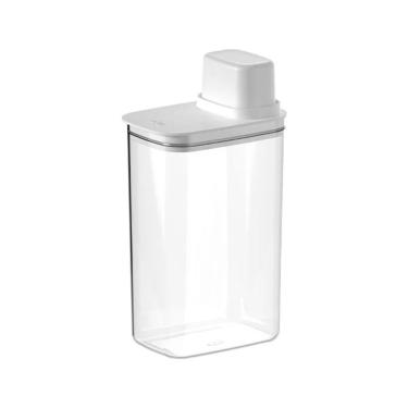 Imagem de Pote Hermético para Mantimentos Drop com Medidor 2,3L em Plástico com Tampa Medidora para Cozinha Branco Ou