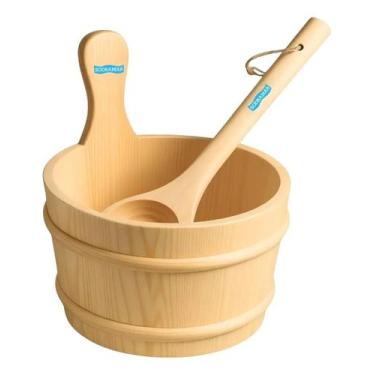 Imagem de Kit Balde Com Concha Em Madeira Para Sauna Seca Sodramar