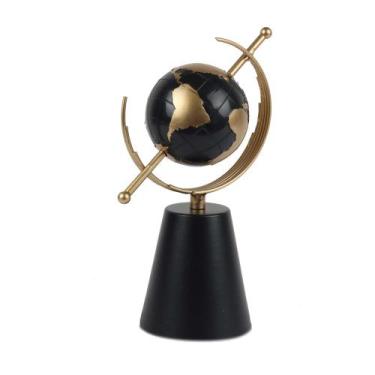 Imagem de Globo terrestre Winston ferro 8x22,5cm preto e dourado -L Hermitage, 3