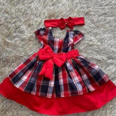 Imagem de Vestido Menina Elegante Infantil Xadrez Vermelho - EDYNHOKIDS, RN