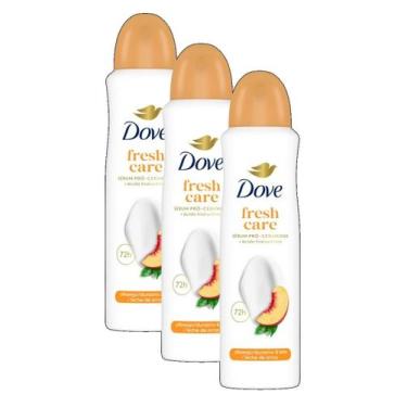 Imagem de kit 3 Dove Antitranspirante Aerossol Fresh Care Pêssego & Leite de Arr