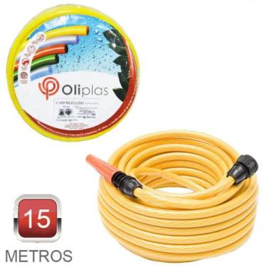 Imagem de mangueira com esguicho para jardim flexivel trancada siliconada 15m - 