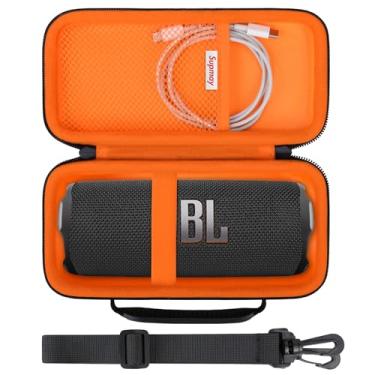 Imagem de Supmay Estojo rígido para alto-falante JBL Flip 7 6 5 portátil Bluetooth, bolsa de viagem com bolso de malha para cabo USB, muito adequada para casa, ao ar livre e viagens, preta