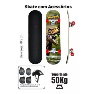 Imagem de Skate Criança Com Proteção Dm Radical Dinosssauro - DM TOYS