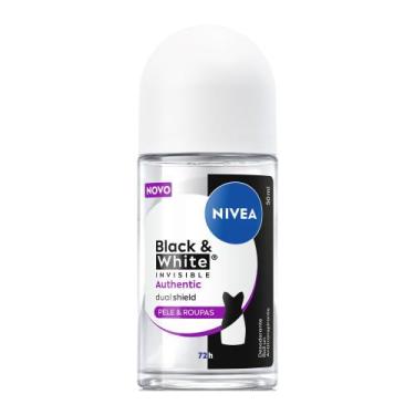 Imagem de Desodorante Nivea Roll-on Black White Invisible Authentic Pele e Roupa