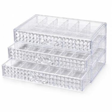 Imagem de Organizador De Joias Acrílico 3 Gavetas 72 Divisórias - Genérica