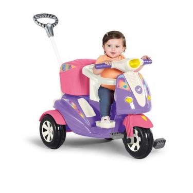 Imagem de Carrinho Triciclo de Passeio e Pedal Infantil Moto Uno Calesita Com Ca