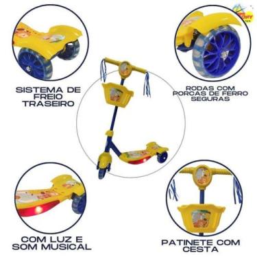 Imagem de Patinete Musical Infantil 3 Rodas Floresta com Cestinha, Luz e Som  DM