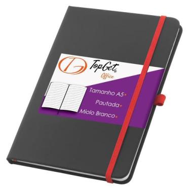 Imagem de Caderneta Classic 14x21cm 80 Fls Pautadas - TopGet, Preto e Vermelho