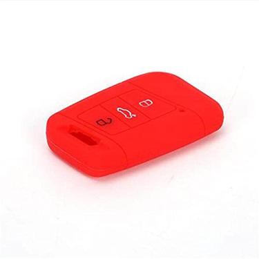 Imagem de YJADHU Capa para chave de carro masculino feminino e feminino capa de silicone para chave automática, adequado para VW Tiguan MK2 Passat B8 B7 CC Skoda Superb A7, vermelho