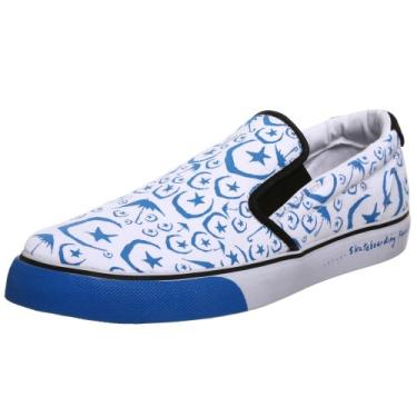 Imagem de Osiris Mocassim masculino sem cadarço, Branco/Azul/Luas, 7