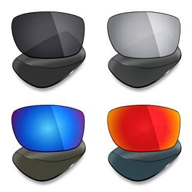 Imagem de 4 pares de lentes polarizadas de substituição Mryok para óculos de sol Oakley Jury – Stealth preto/vermelho fogo/azul gelo/prata titânio