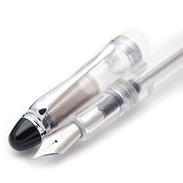 Imagem de Caneta tinteiro Wing Sung 699 de pressão negativa com enchimento de vácuo original, Transparent with Silver Clip, Medium Nib 0.7mm