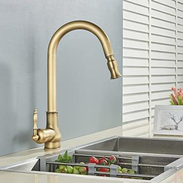 Imagem de Torneira de cozinha de latão antigo, torneira de cozinha de água fria quente, alça única, guindaste, 360 rotações, torneira de cozinha, torneiras de bacia, latão antigo, China