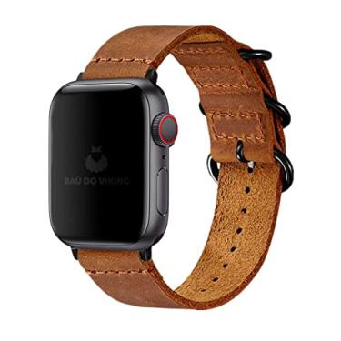 Imagem de Pulseira Couro Aire Rustica ompatível com Apple Watch 38 40 41mm 43 44 45 49mm (38/40/41mm, Marrom)