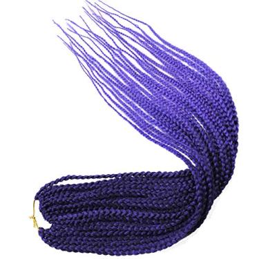 Imagem de Mayloss 6 Pacotes/lote (14/18/24/30) polegada 1 cm 20 Fios/pacote 3X Caixa Fina Trança Crochet Extensionin de Cabelo Diâmetro 3X Trança Sintética Extensões de Cabelo Crochet Tranças Cor de Cabelo (14 polegad, T1B/roxo)