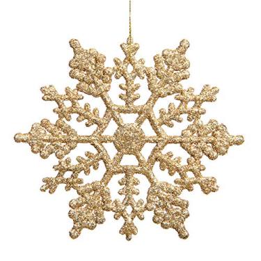 Imagem de Vickerman Floco de neve de plástico com glitter, 10 cm, ouro, 24 por caixa