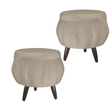 Imagem de Kit 02 Puff Pétala Pés Palito Tabaco Suede Capuccino - DS Estofados