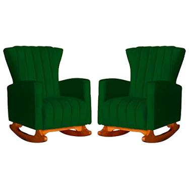 Imagem de Kit 02 Poltronas Decorativa Melinda Pés Balanço Suede Cores - DS Estofados