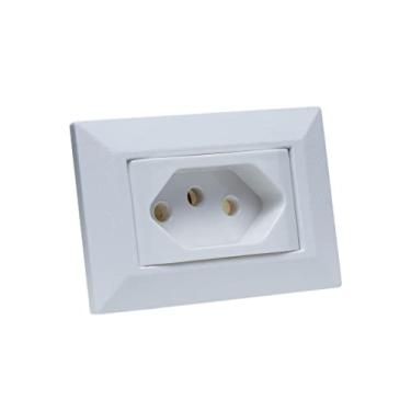 Imagem de Espelho de Tomada Simples Chanfrado com 1 Tomada 10A Branco