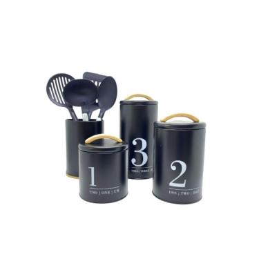 Imagem de Kit Latas Metalla 4 Peças Preto